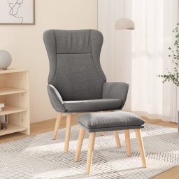 Scaun de relaxare cu taburet, gri deschis, textil GartenMobel Dekor