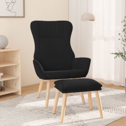 Scaun de relaxare cu taburet, negru, textil GartenMobel Dekor