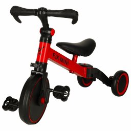 Tricicleta 3 in 1 pentru copii, reglabila, rosu-negru, roti din spuma
