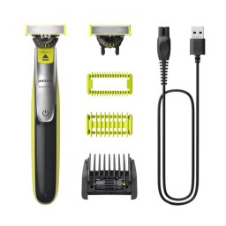 Aparat Hibrid de Ras si Tuns Philips OneBlade 360 QP2834/23 Face & Body Pieptene Reglabil 5in1 Negru/Verde