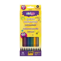 Creioane colorate Strigo METALLIC, 12 culori, cu ascutitoare SSC118