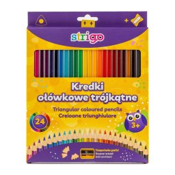 Creioane colorate Strigo, 24 culori, cu ascutitoare SSC115