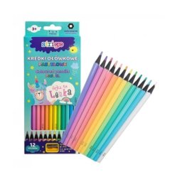 Creioane colorate Strigo pastel 12 culori, cu ascutitoare SSC149
