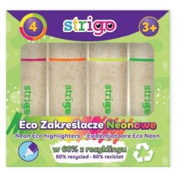 Set 4 evidentiatoare Strigo Eco-Friendly, NEON SSC343