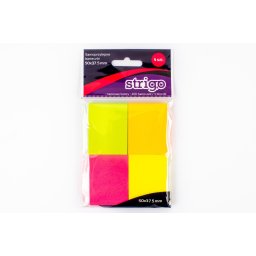 Notite Adezive Strigo, 4 paduri, 50X37.5mm, 200 File, Neon SSN005