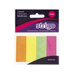 Notite Adezive Strigo, 4 paduri, 50X20mm, 200 File Neon SSN006