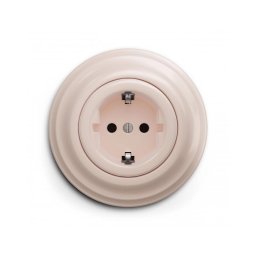 Reblig - Priză retro de perete cu ramă SCHUKO, 230 V/16 A, roz prăfuit