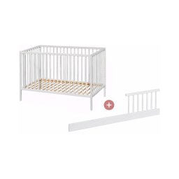 PETITE&MARS - Pătuț pentru copii NELA BEECH 120x60 cm alb/fag + barieră de protecție