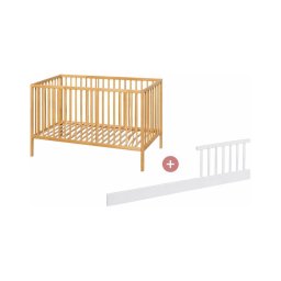PETITE&MARS - Pătuț pentru bebeluși NELA BEECH 120x60 cm cu barieră de protecție, fag