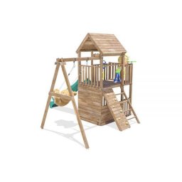 Complex de joaca BalconyFort ™ Single Swing, tobogan verde, Dunster House