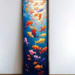 Tablou decorativ model pestisori MDF/lemn masiv pin 40x120x3.5 cm, MDF 3mm, imprimare UV, format panoramic, multicolor - Verificat A · Re-Bloom