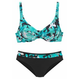 PETITE FLEUR Costum de baie două piese turcoaz / negru / alb