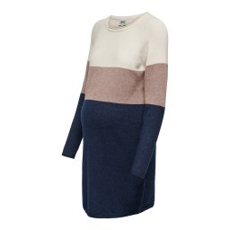 Only Maternity Rochie tricotat 'OLMLillo' bej / albastru închis / alb