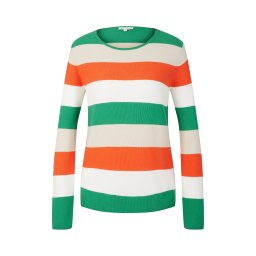 TOM TAILOR Pulover crem / verde iarbă / portocaliu închis / alb