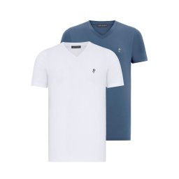 Jacey Quinn Tricou albastru porumbel / alb
