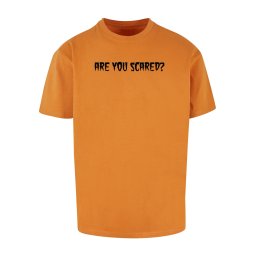Merchcode Tricou 'Halloween - Are You Scared' portocaliu închis / negru