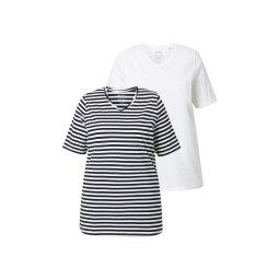 Ulla Popken Tricou bleumarin / alb murdar