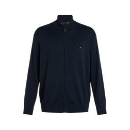 Tommy Hilfiger Big & Tall Geacă tricotată 'Plus Flag Embroidery Zip-thru' albastru noapte / roșu / alb murdar