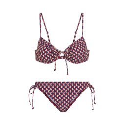 LSCN by LASCANA Costum de baie două piese crem / bleumarin / roșu bordeaux