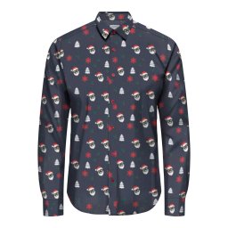 Only & Sons Cămașă 'ONSELF XMAS' gri închis / verde pin / roşu închis / alb