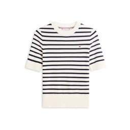 TOMMY HILFIGER Pulover albastru marin / alb