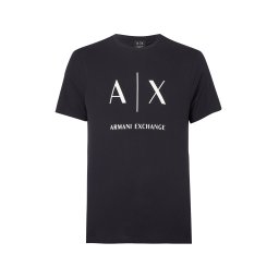ARMANI EXCHANGE Tricou albastru marin / alb
