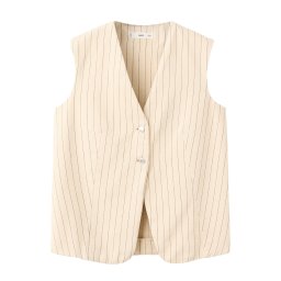 MANGO Vestă de costum 'TONY' negru / alb murdar