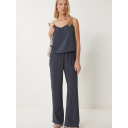Happiness İstanbul Costum cu pantaloni gri metalic