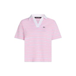 Karl Lagerfeld Tricou 'Ikon Stripe' albastru deschis / roz pal