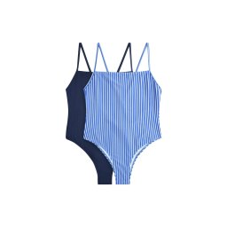 The Set Costum de baie întreg bleumarin / albastru deschis / alb