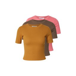 ABOUT YOU Tricou 'Ella' ocru / maro închis / roz