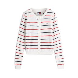 Tommy Jeans Geacă tricotată 'Flag Embroidery Slim' bleumarin / roșu / alb