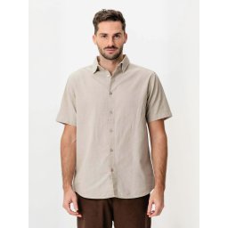 TEESHOPPEN Cămașă ' Linen Blend ' nisipiu