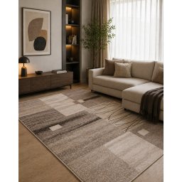 Covor Mira 24171-120, Marime 300 x 400 cm, Bej, Maro, Inaltime Fir 6 mm, Antialergic, Polipropilena, Living, Dormitor, Sufragerie, Birou - Copie