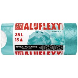 Saci de gunoi retractabili 35L ALUFLEXY cu aromă de flori de pajiște - turcoaz