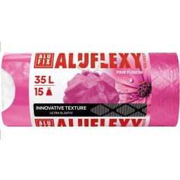 Saci de gunoi 35L ALUFLEXY cu aromă de flori de pajiște - roz