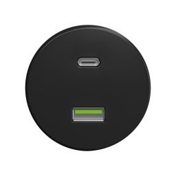 Reblig - Priză USB retro A+C, fără ramă, neagră