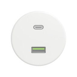 Reblig - Priză USB retro A+C, fără ramă, alb zăpadă