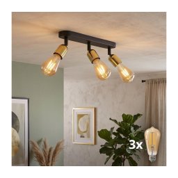Corp de iluminat tip spot LED TOP 3xE27/15W/230V negru/auriu
