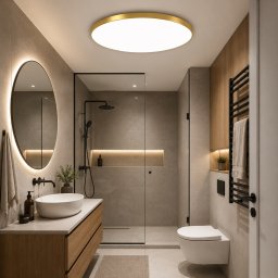 Plafoniera LED 47 cm, 48W, Lumina Rece 6000K, Auriu, Design Modern