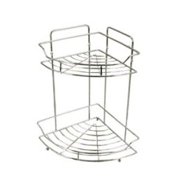 Set 2 x Coltar pentru Baie, Inox, 2 Polite