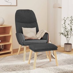 Scaun de relaxare cu taburet, gri închis, textil GartenMobel Dekor