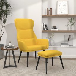 Scaun de relaxare cu taburet, galben mustar, textil GartenMobel Dekor