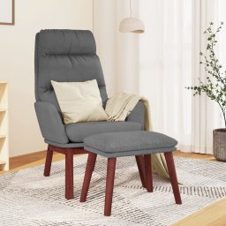 Scaun de relaxare cu taburet, gri deschis, material textil GartenMobel Dekor