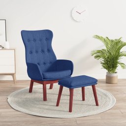 Scaun de relaxare cu taburet, albastru, textil GartenMobel Dekor