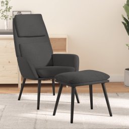 Scaun de relaxare cu taburet, gri închis, textil GartenMobel Dekor
