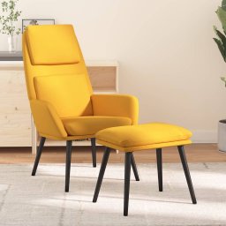 Scaun relaxare cu taburet, galben mustar, textil GartenMobel Dekor