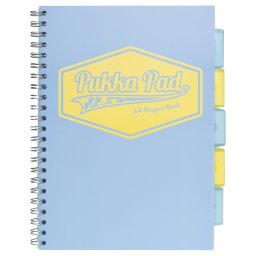Caiet cu spirala si separatoare Pukka Project Book A4, Bleu pastel 8630S(BE)-PST