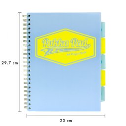 Caiet cu spirala si separatoare Pukka Pads Project Book Pastel, DICTANDO, A4, blue, 8630(BE)-PST
