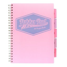 Caiet cu spirala si separatoare Pukka Pads Project Book Pastel, DICTANDO, A4, pink, 8630(PK)-PST